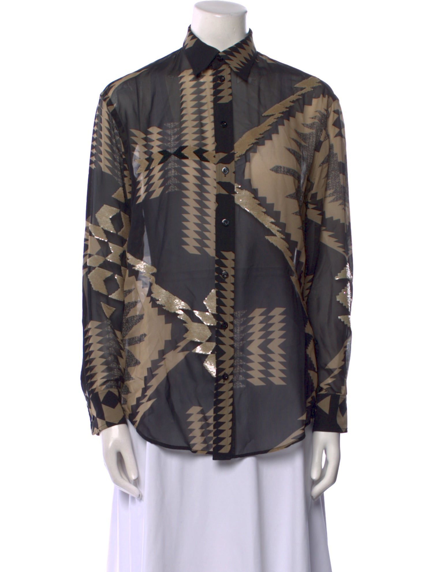 Ralph Lauren Collection Silk Printed Button-Up Top