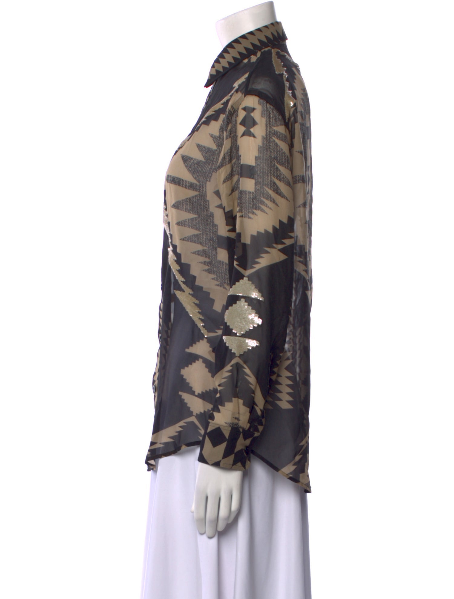 Ralph Lauren Collection Silk Printed Button-Up Top