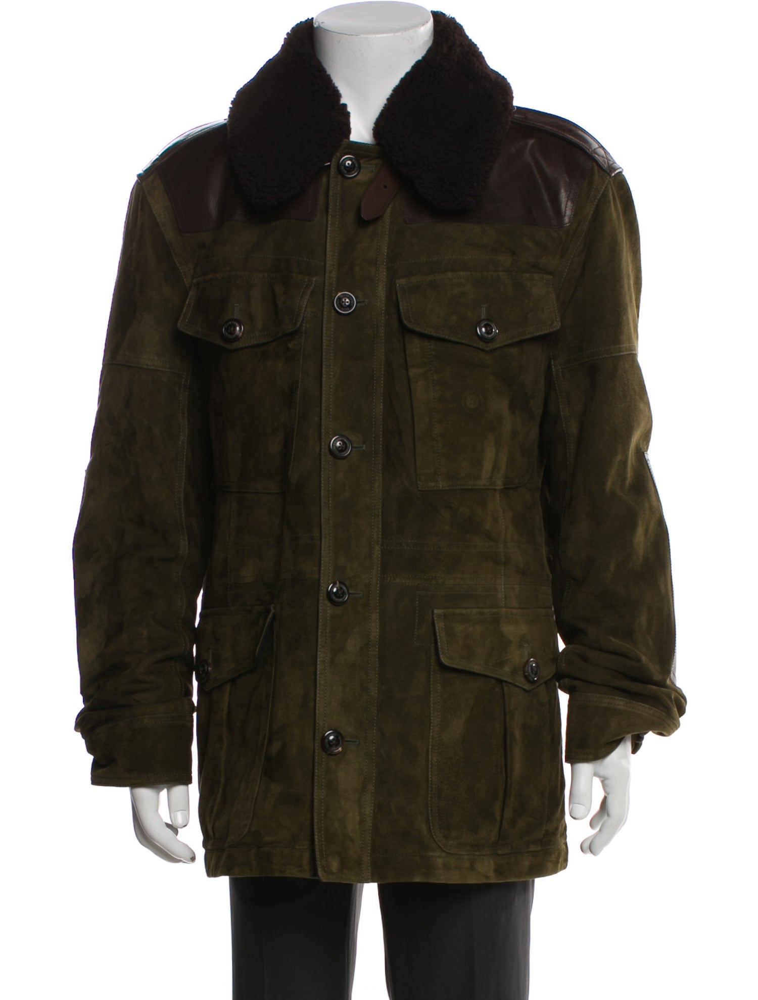 Ralph Lauren Purple Label Lamb Leather Printed Utility Jacket