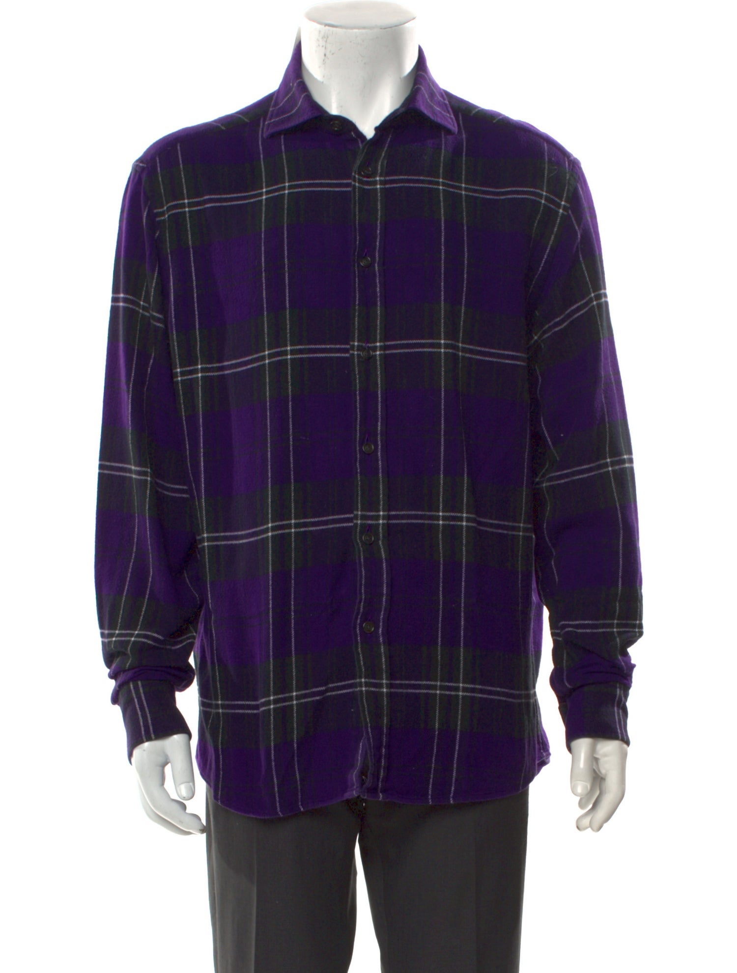 Ralph Lauren Purple Label Plaid Print Long Sleeve Shirt