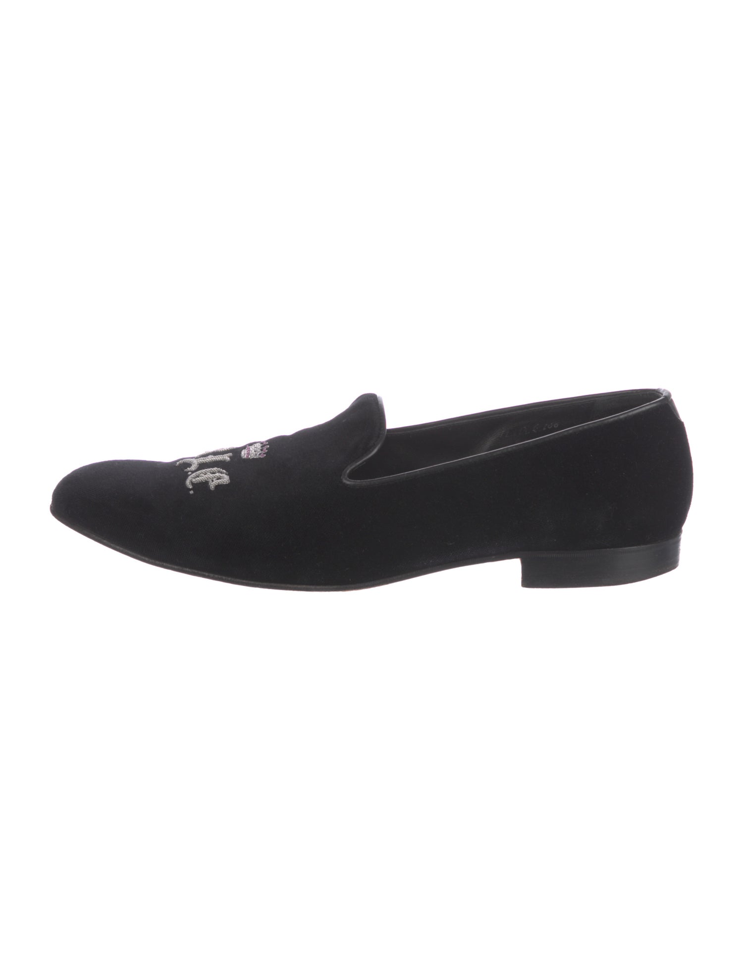 Ralph Lauren Purple Label Velvet Embroidered Accent Loafers