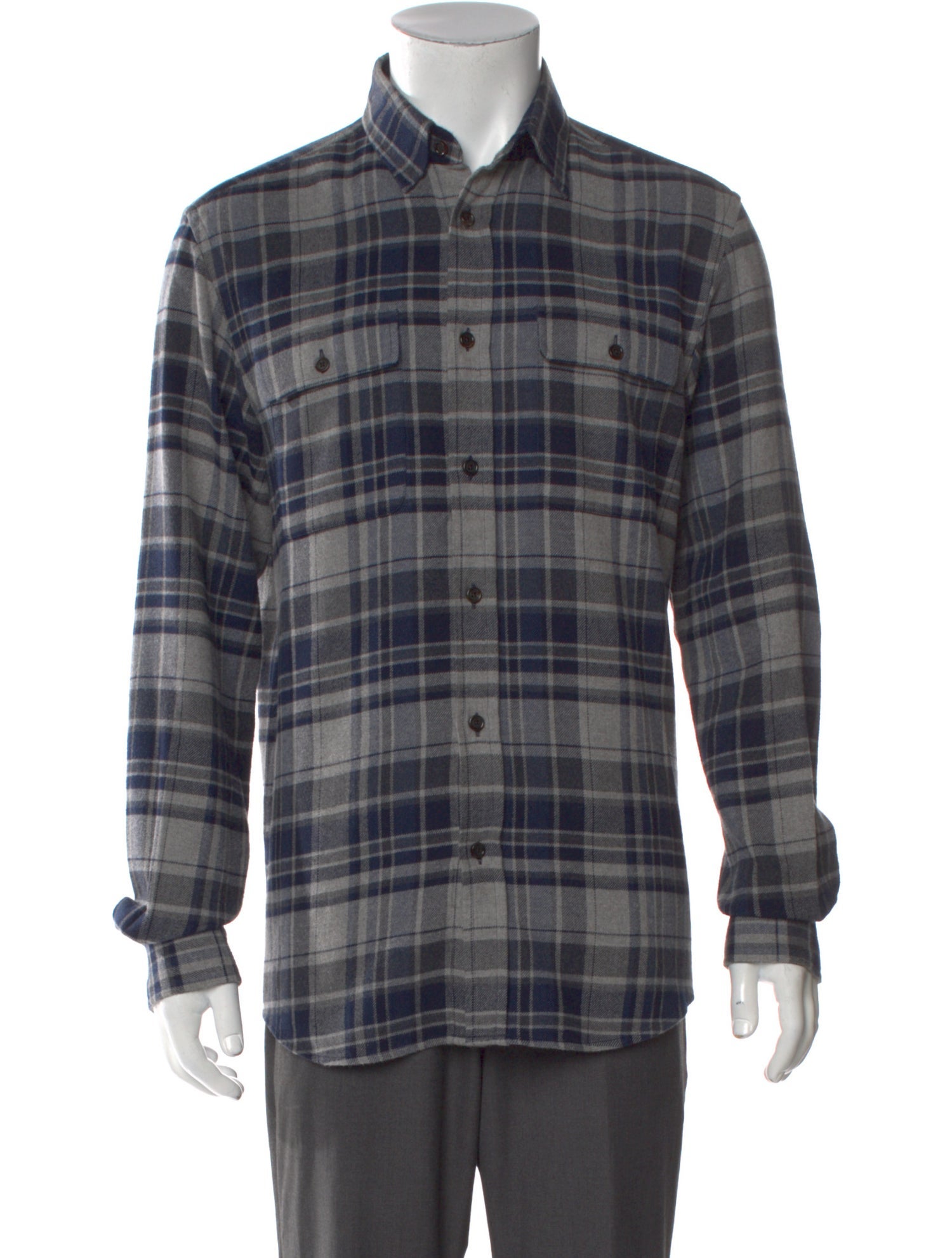 Ralph Lauren Purple Label Plaid Print Long Sleeve Shirt