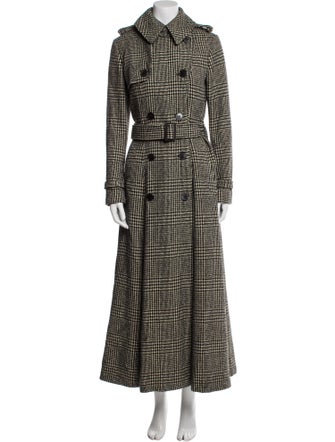 Ralph Lauren Purple Label Wool Plaid Print Trench Coat