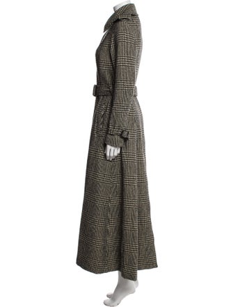 Ralph Lauren Purple Label Wool Plaid Print Trench Coat