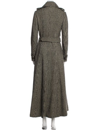 Ralph Lauren Purple Label Wool Plaid Print Trench Coat