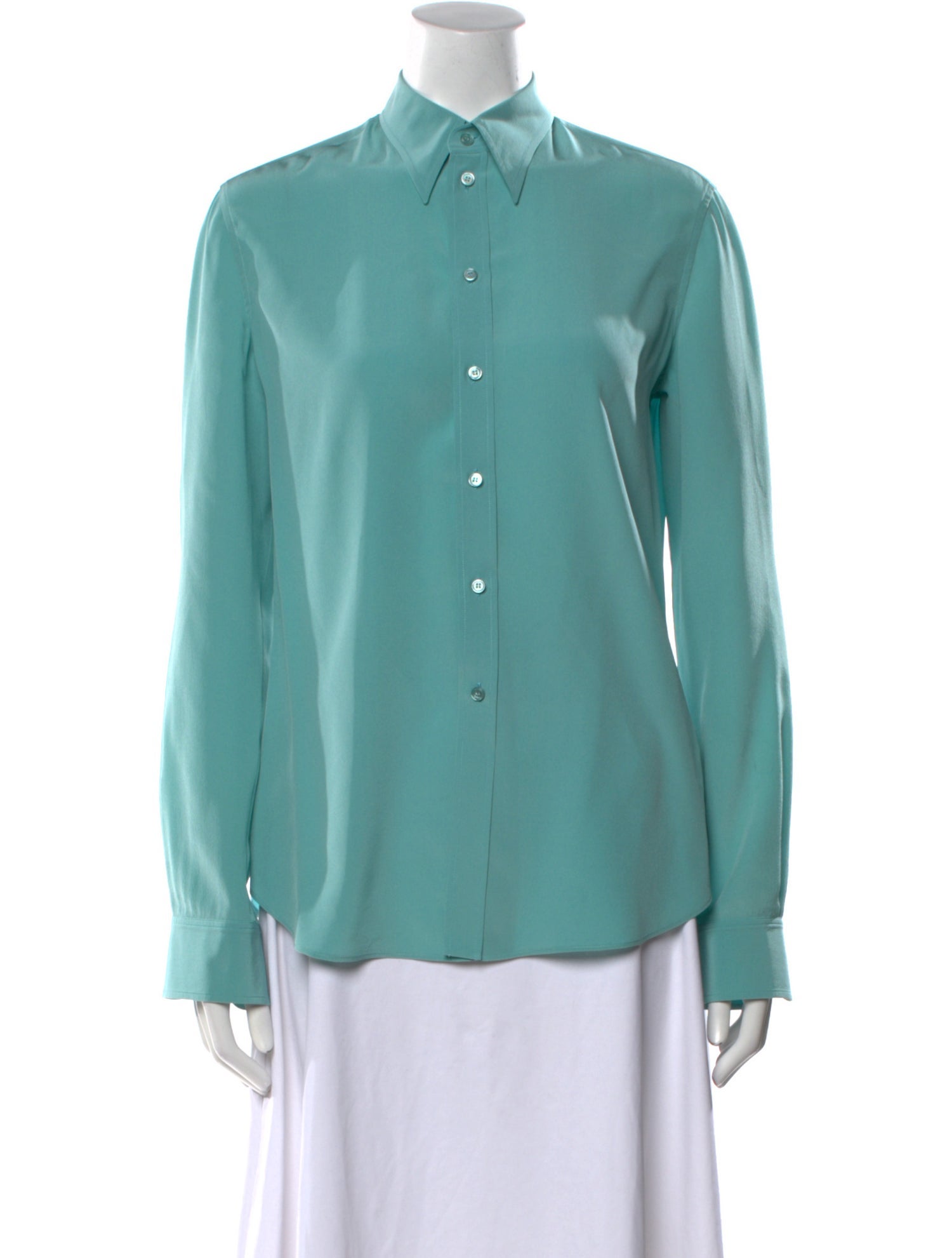 Ralph Lauren Purple Label Silk Long Sleeve Button-Up Top