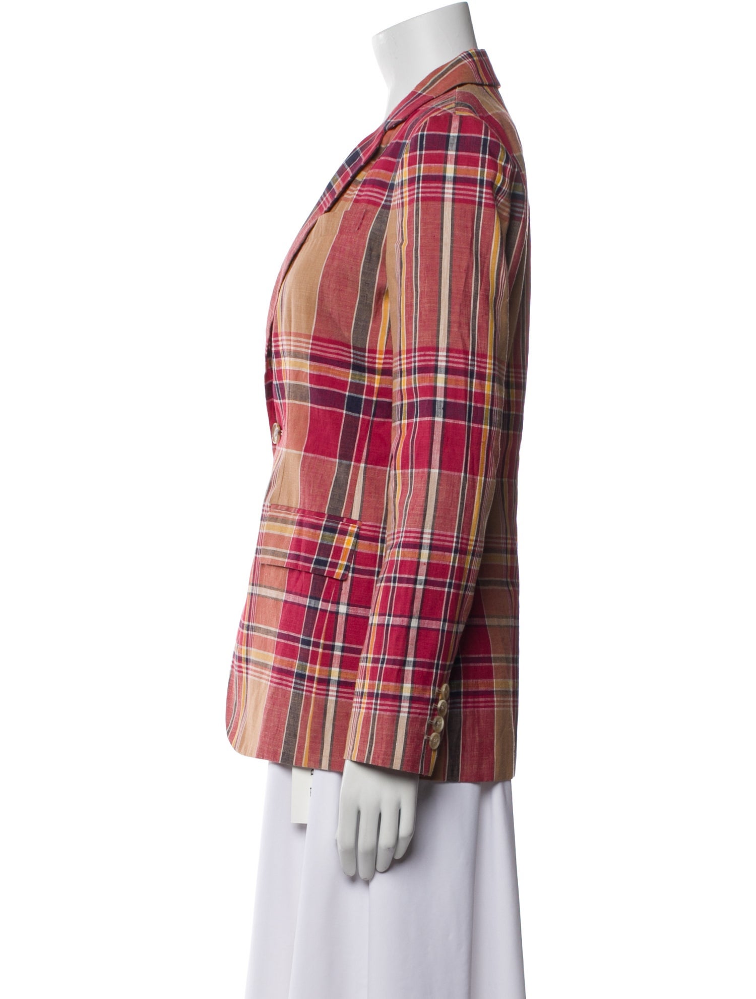 Ralph Lauren Collection Linen Plaid Print Blazer