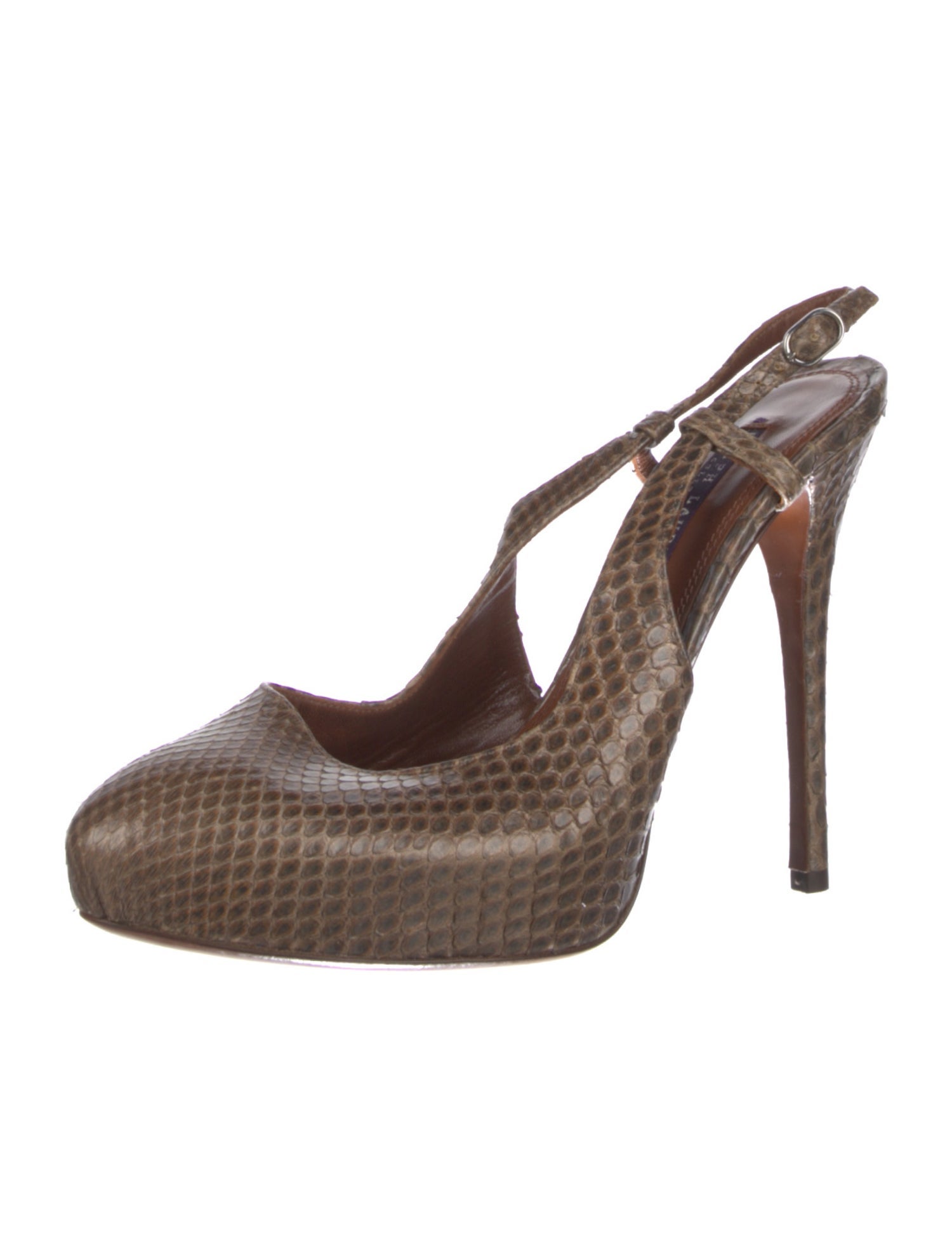 Ralph Lauren Purple Label Snakeskin Animal Print Slingback Pumps