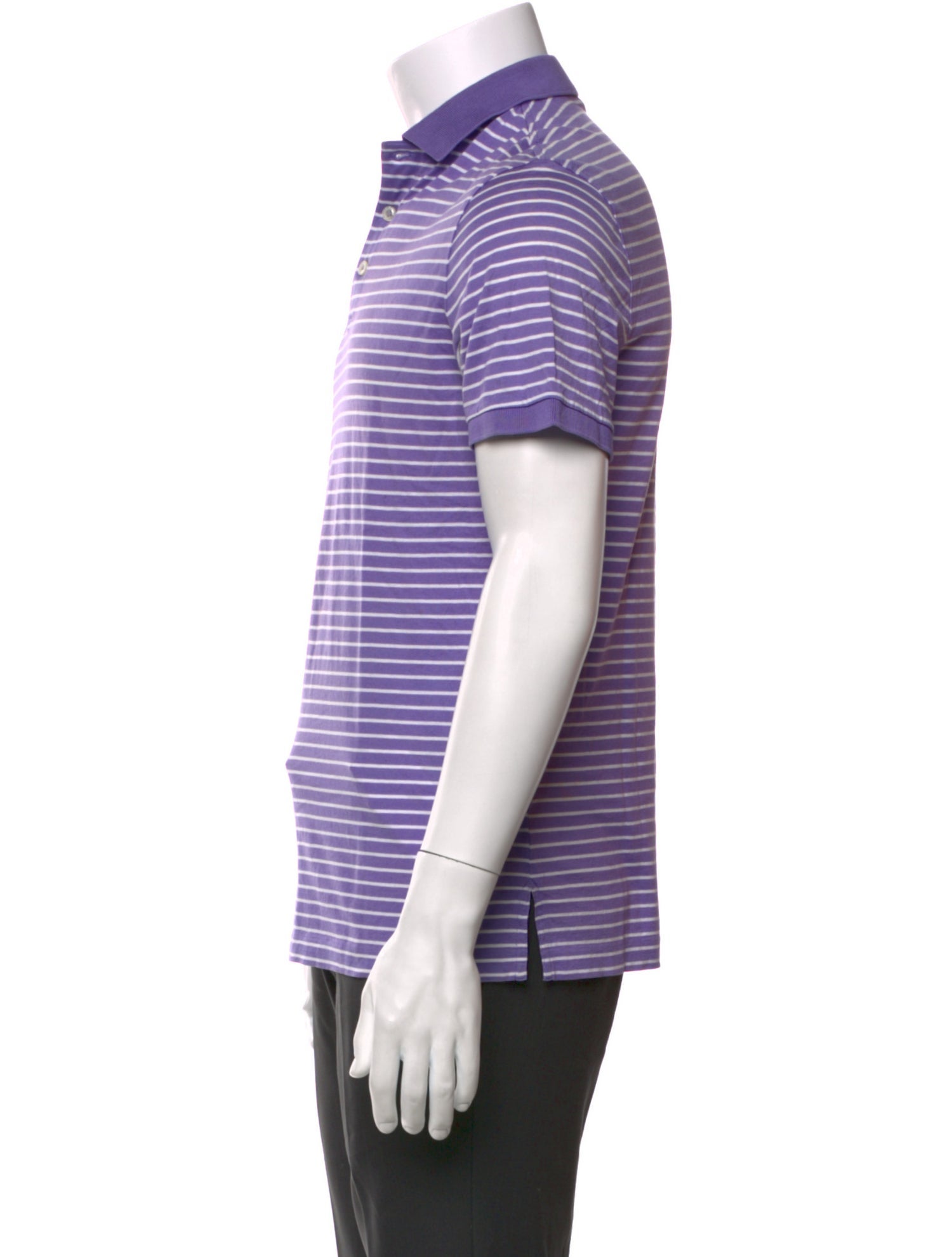 Ralph Lauren Purple Label Striped V-Neck Polo Shirt