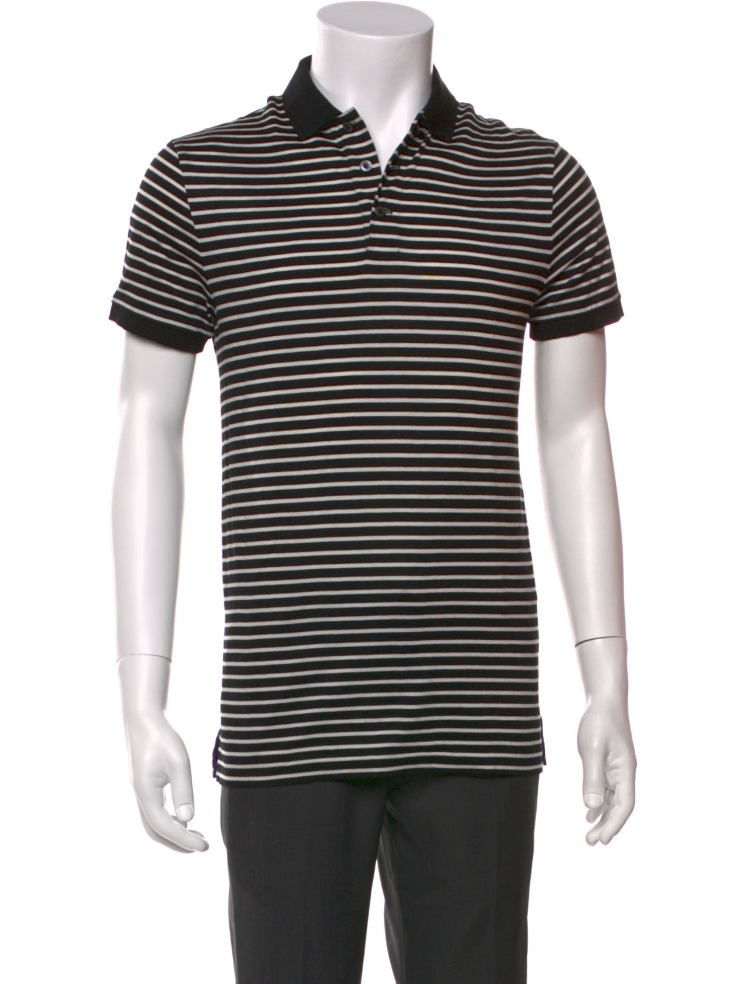 Ralph Lauren Purple Label Striped V-Neck Polo Shirt