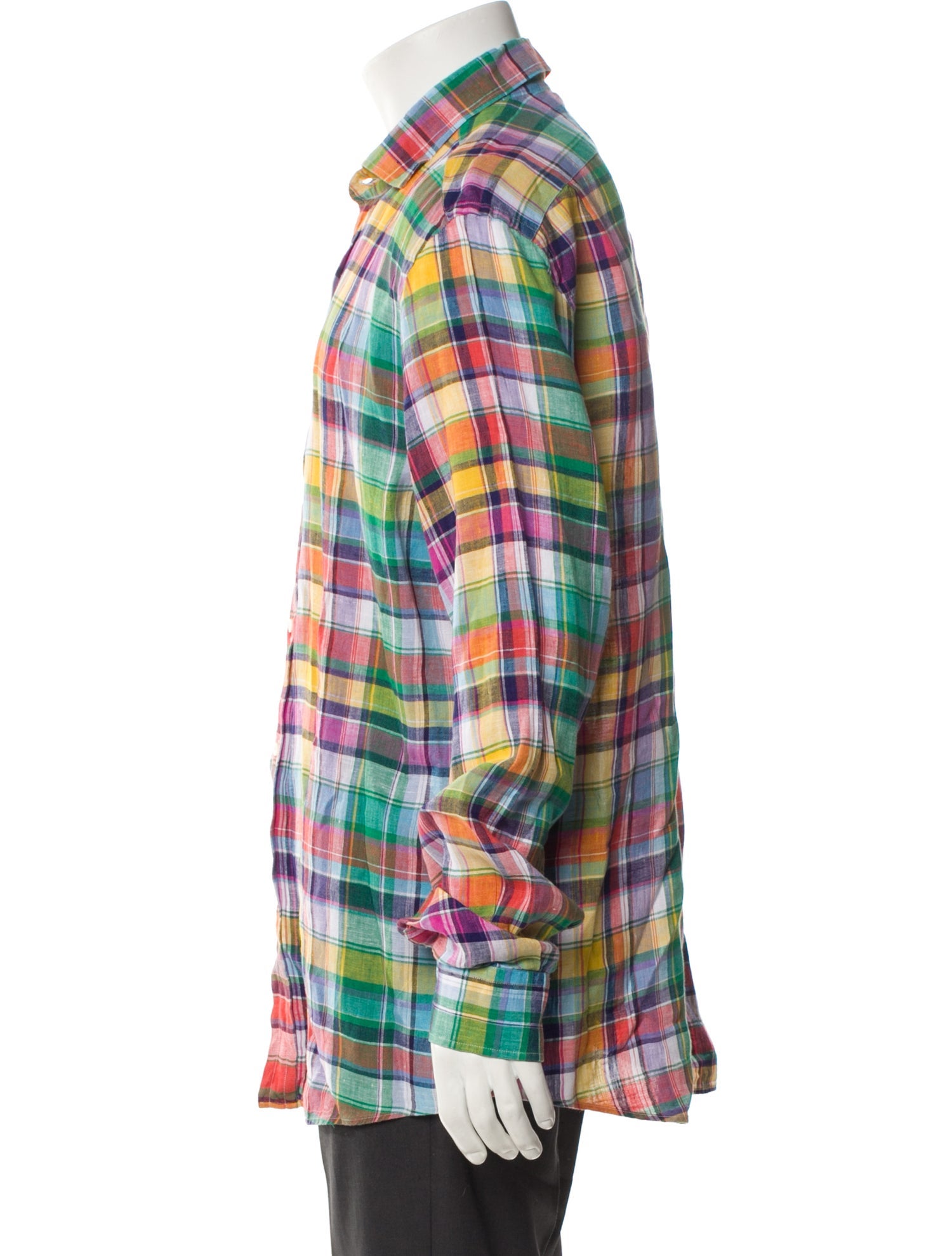 Ralph Lauren Purple Label Linen Plaid Print Shirt