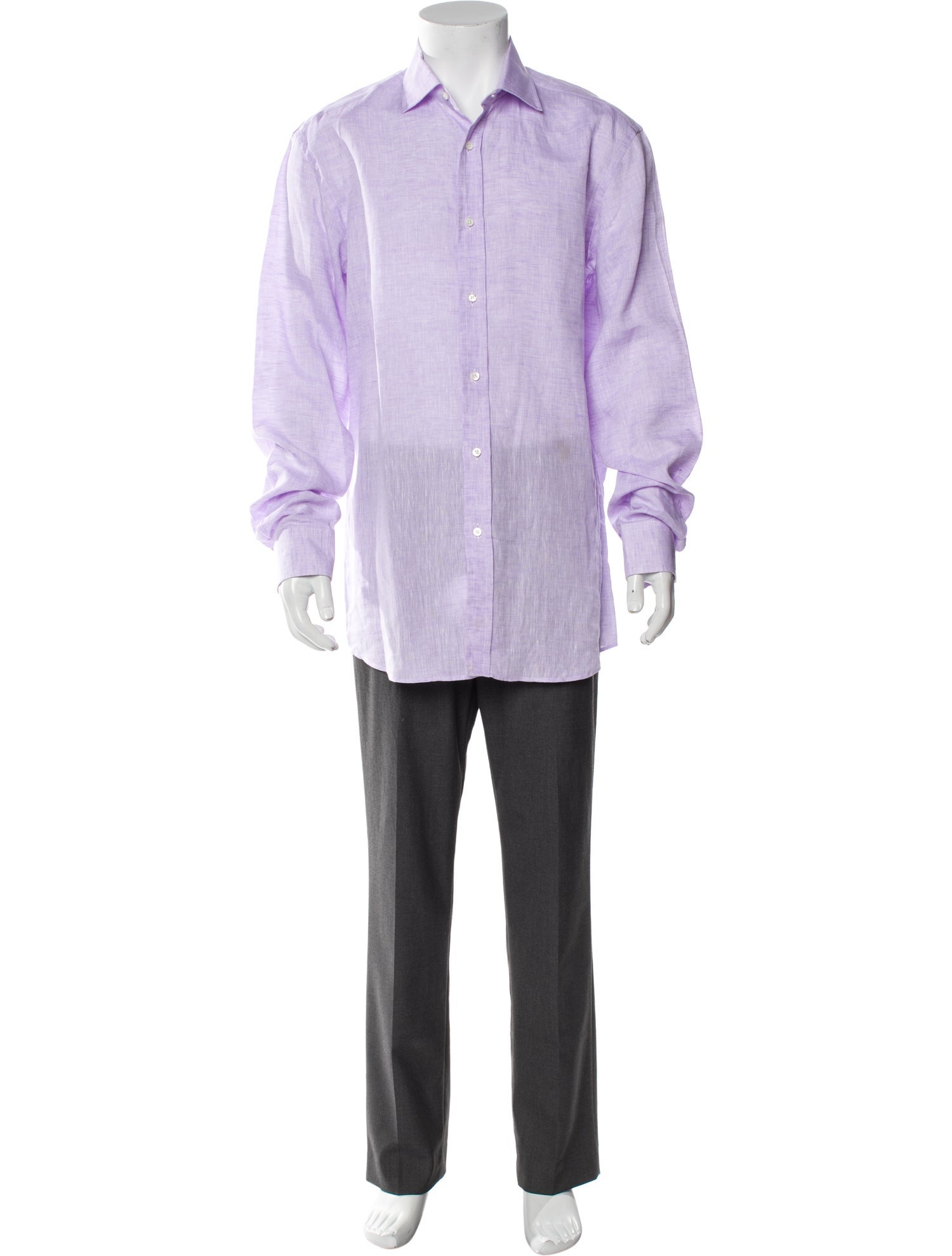 Ralph Lauren Purple Label Linen Long Sleeve Dress Shirt