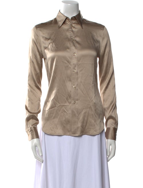 Ralph Lauren Purple Label Silk Long Sleeve Button-Up Top