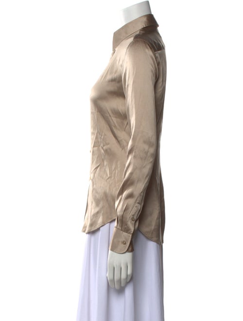 Ralph Lauren Purple Label Silk Long Sleeve Button-Up Top