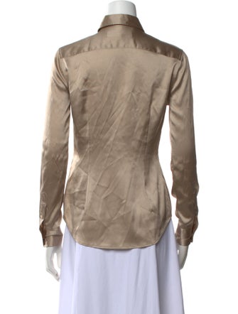 Ralph Lauren Purple Label Silk Long Sleeve Button-Up Top