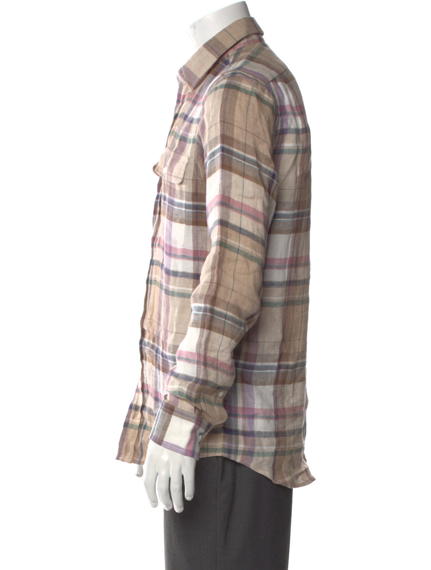 Ralph Lauren Purple Label Linen Plaid Print Shirt w/ Tags