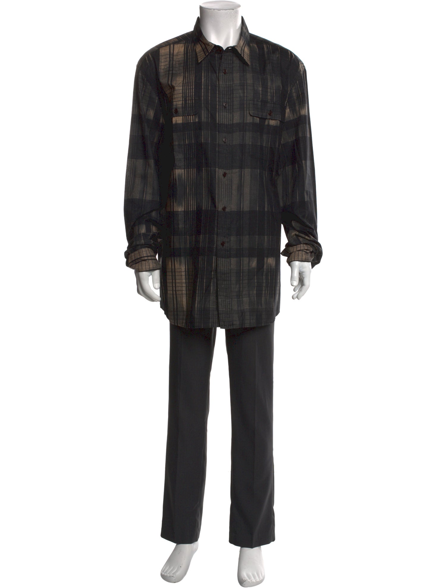 Ralph Lauren Purple Label Plaid Print Long Sleeve Dress Shirt