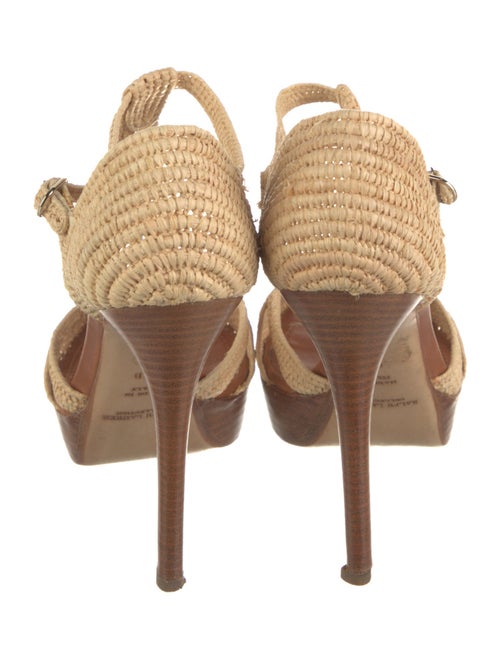 Ralph Lauren Purple Label Raffia Colorblock Pattern T-Strap Pumps