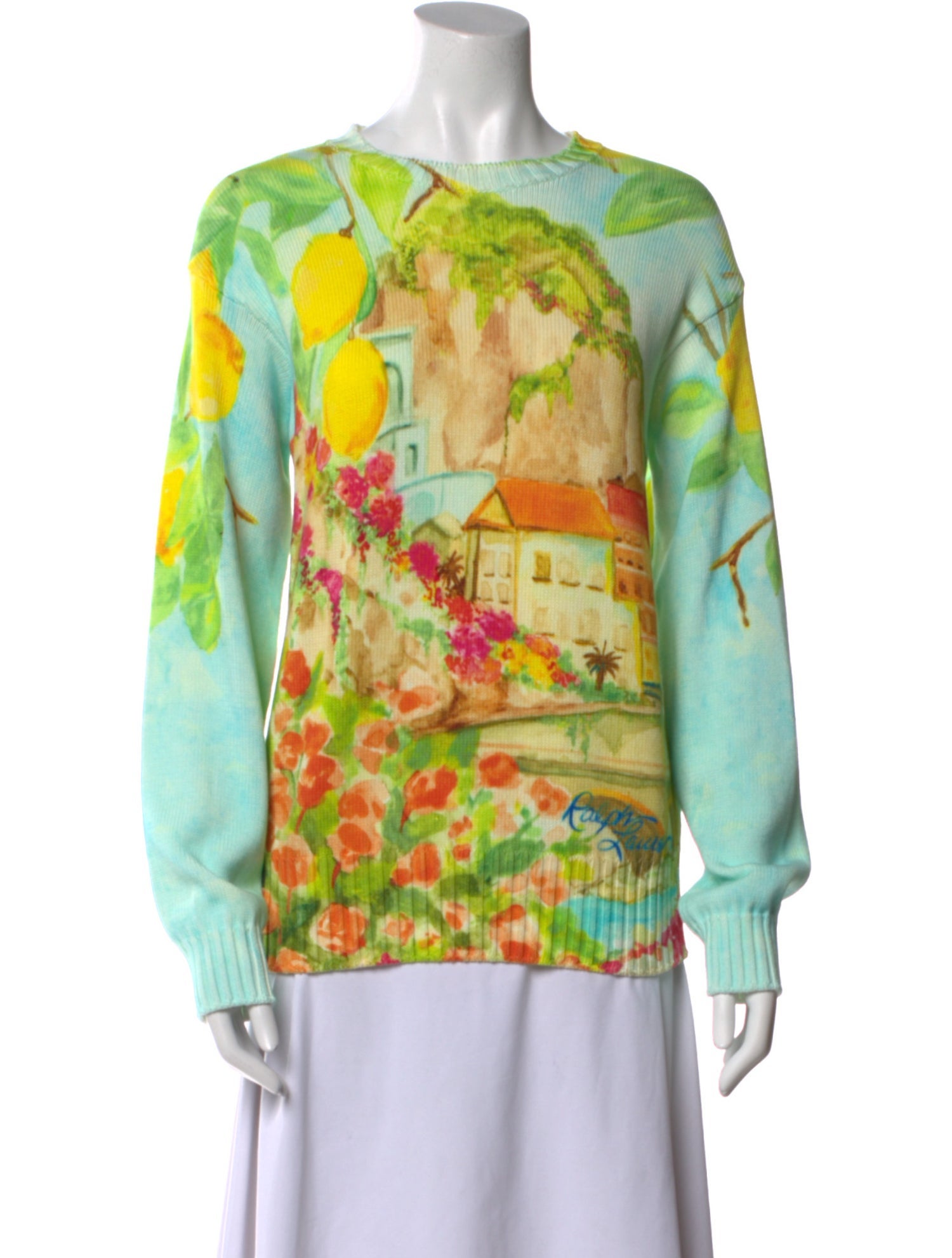 Ralph Lauren Purple Label Printed Scoop Neck Sweater w/ Tags