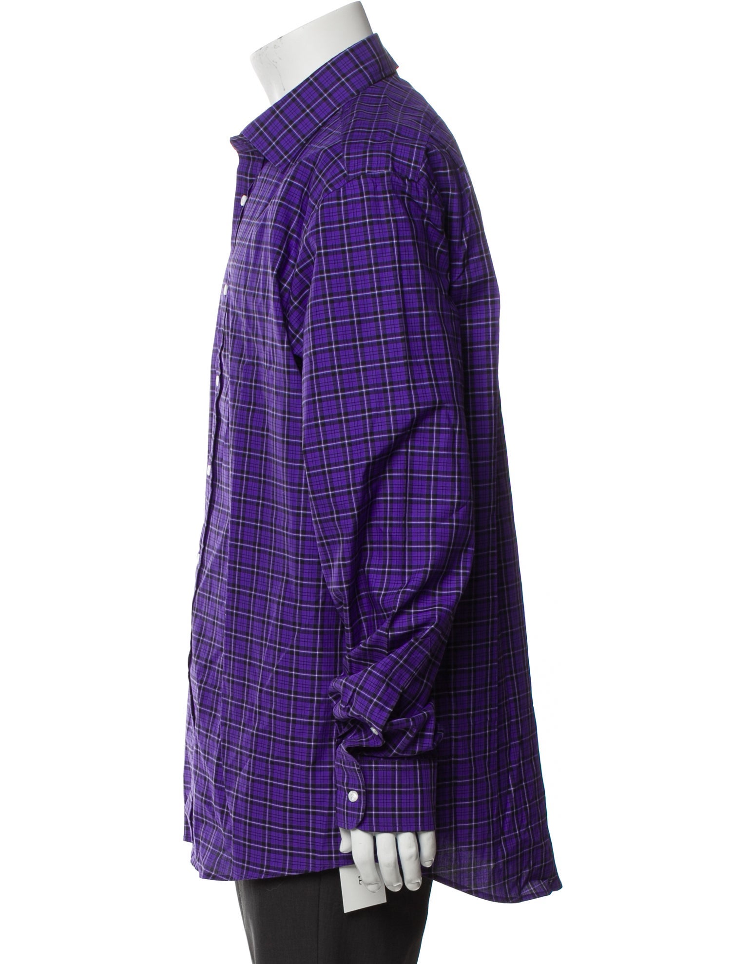 Ralph Lauren Purple Label Plaid Print Long Sleeve Dress Shirt