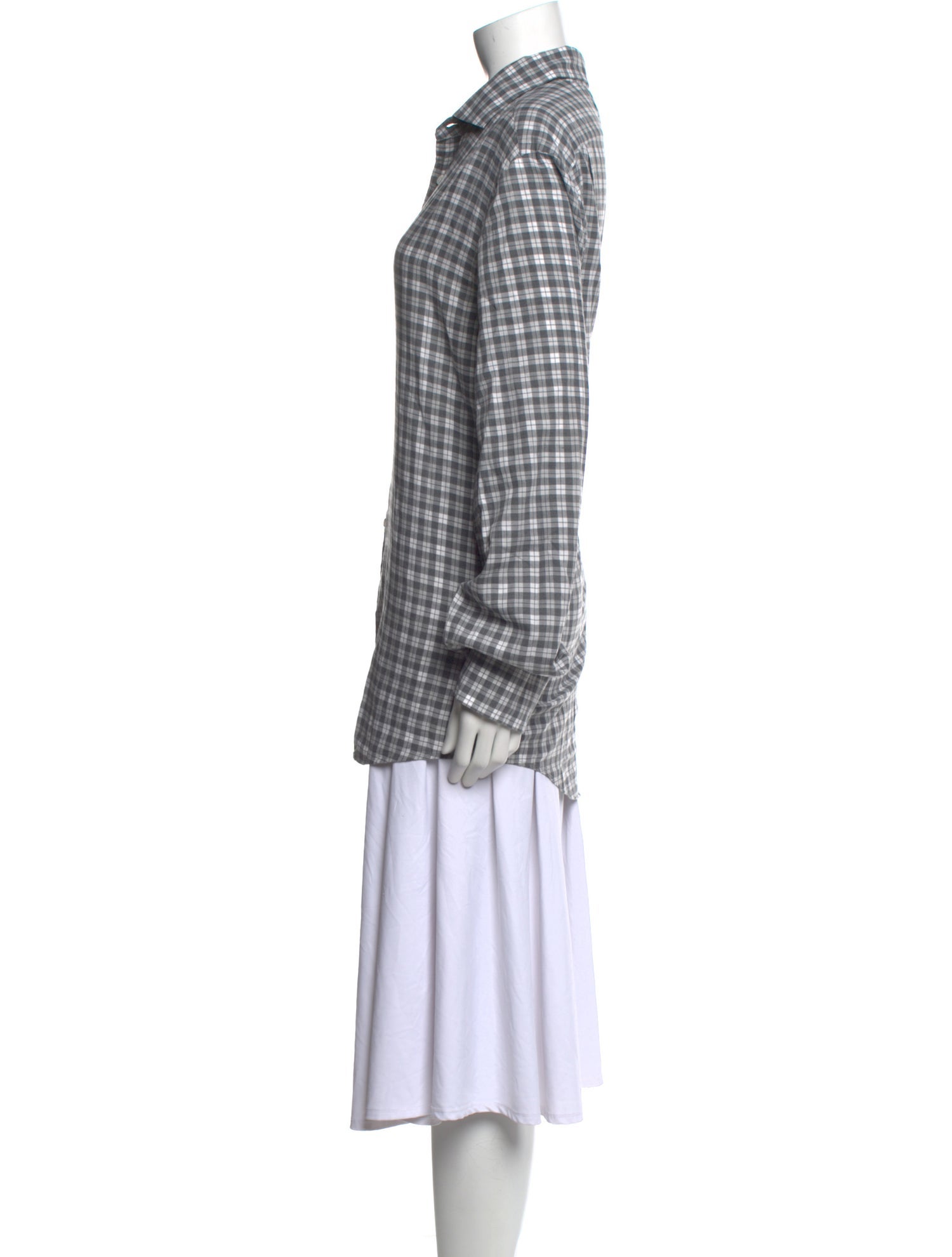 Ralph Lauren Purple Label Plaid Print Long Sleeve Button-Up Top