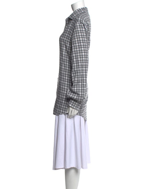 Ralph Lauren Purple Label Plaid Print Long Sleeve Button-Up Top