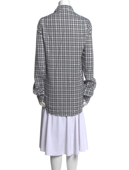 Ralph Lauren Purple Label Plaid Print Long Sleeve Button-Up Top