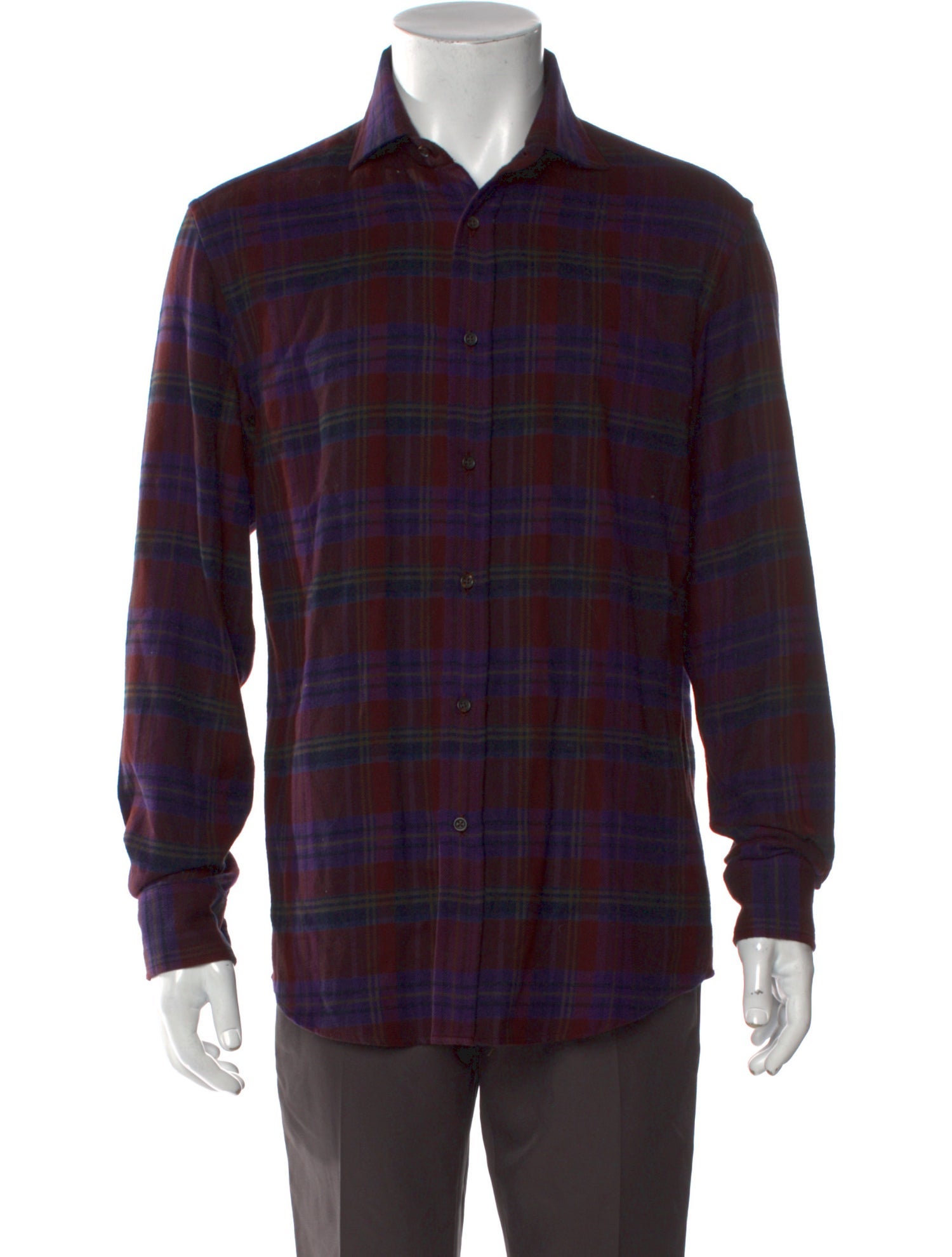 Ralph Lauren Purple Label Plaid Print Long Sleeve Shirt