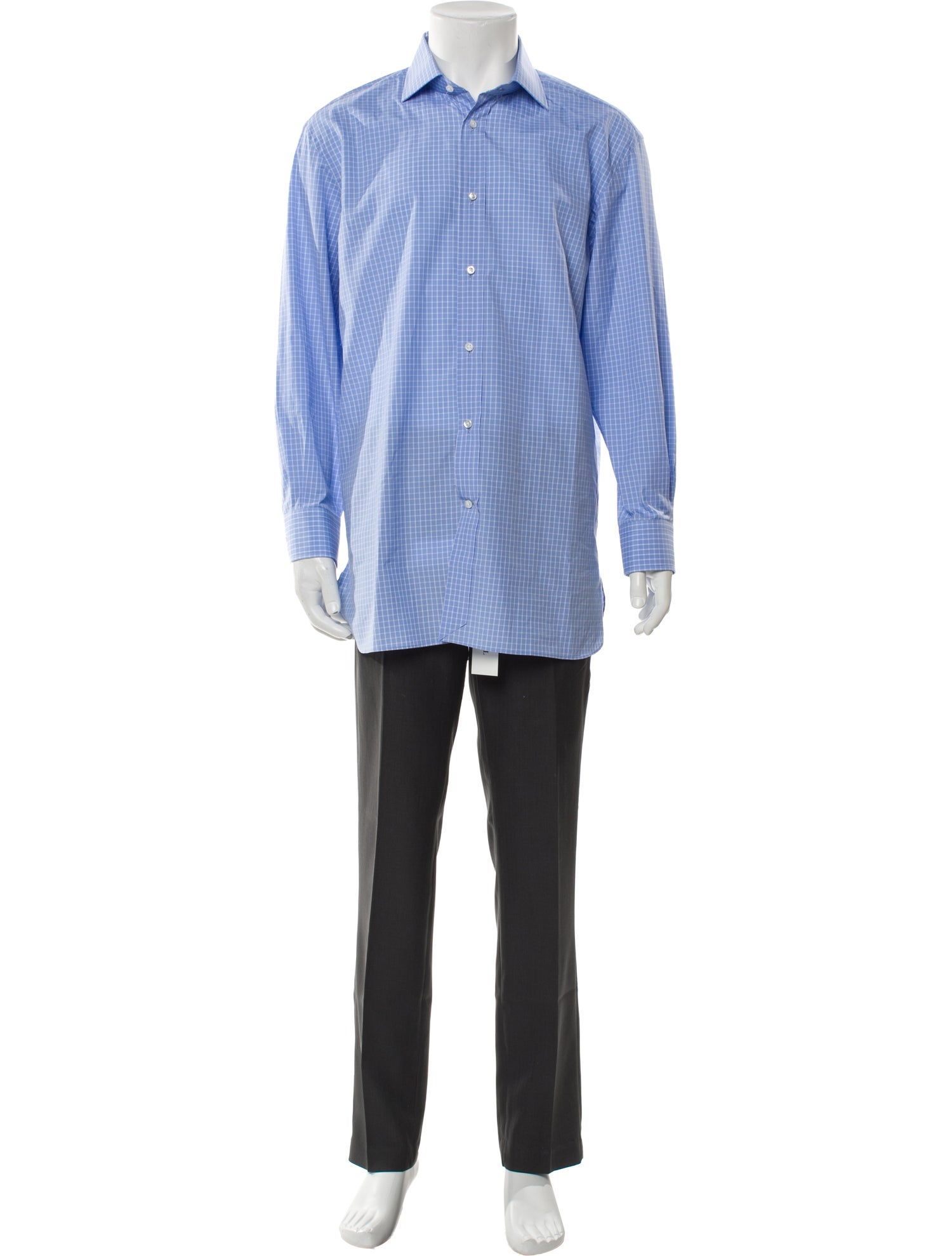 Ralph Lauren Purple Label Plaid Print Long Sleeve Dress Shirt