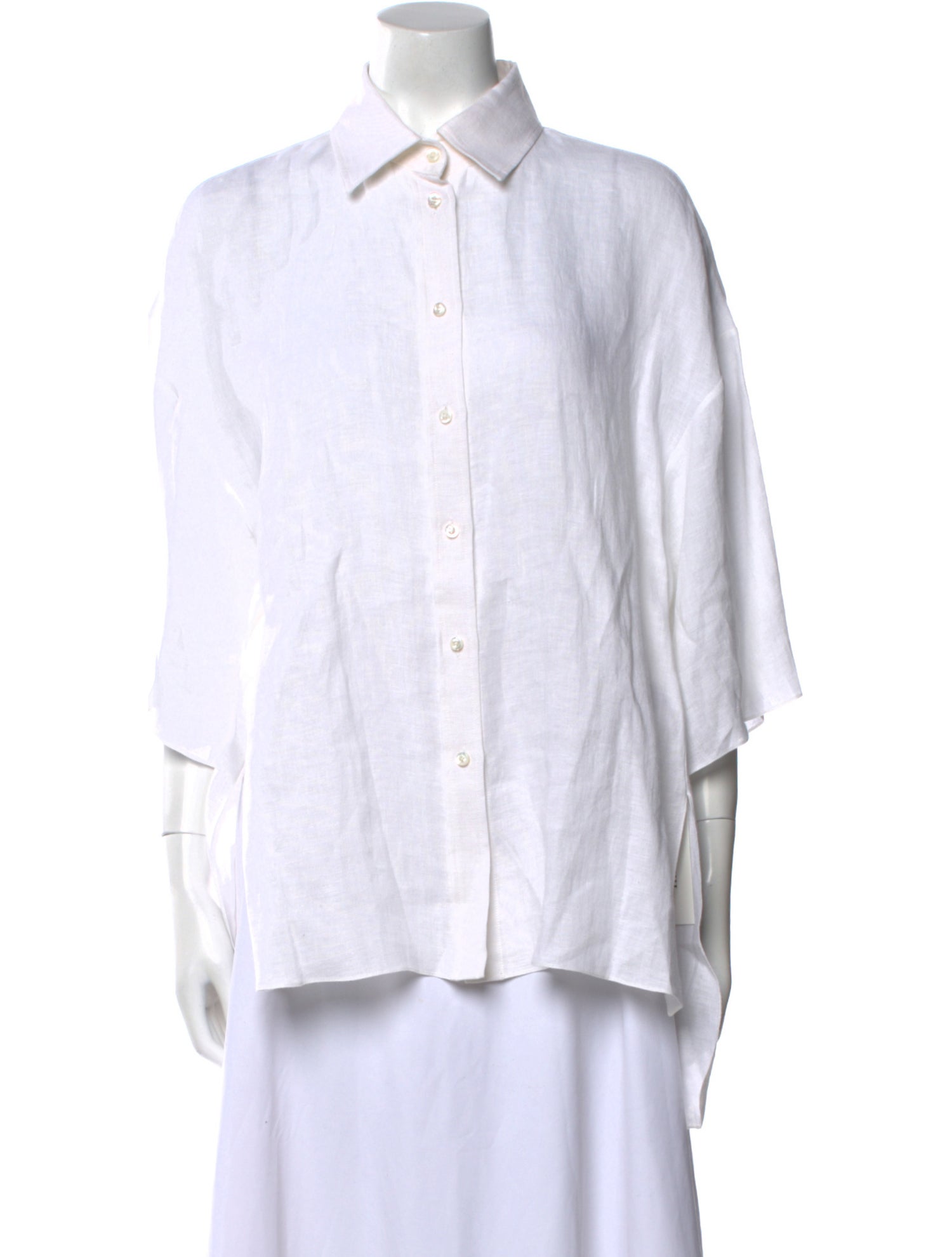 Ralph Lauren Purple Label Linen Three-Quarter Sleeve Button-Up Top w/ Tags