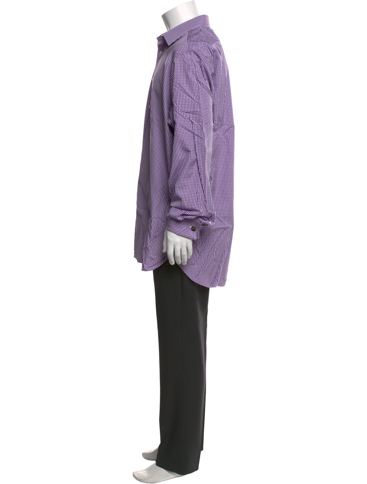 Ralph Lauren Purple Label Plaid Print Long Sleeve Dress Shirt