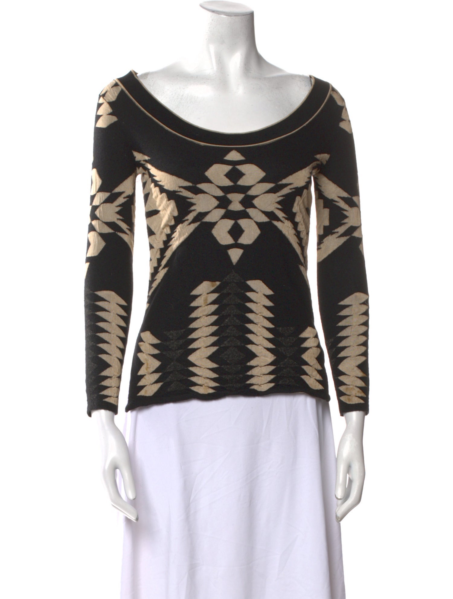 Ralph Lauren Purple Label Printed Bateau Neckline Top