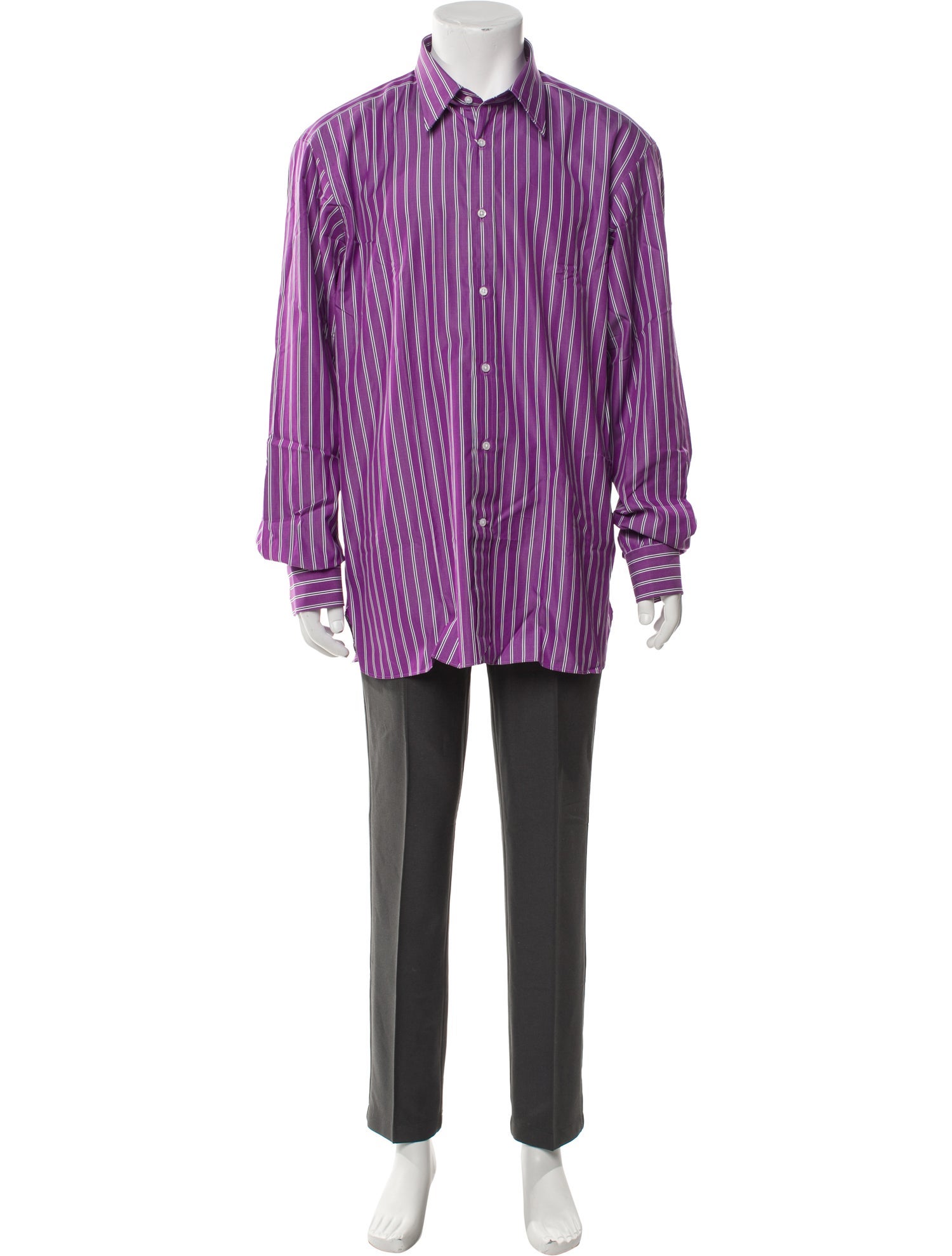 Ralph Lauren Purple Label Striped Long Sleeve Dress Shirt