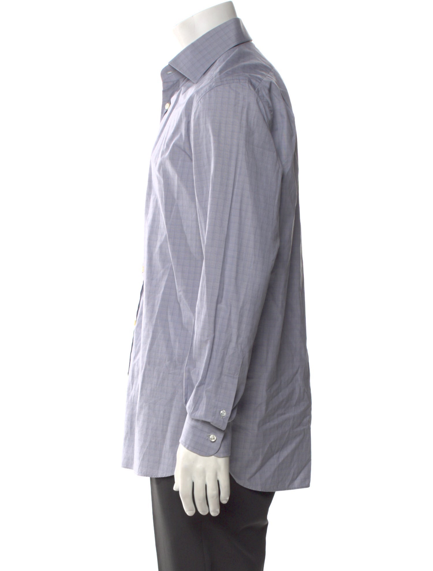 Ralph Lauren Purple Label Plaid Print Long Sleeve Dress Shirt