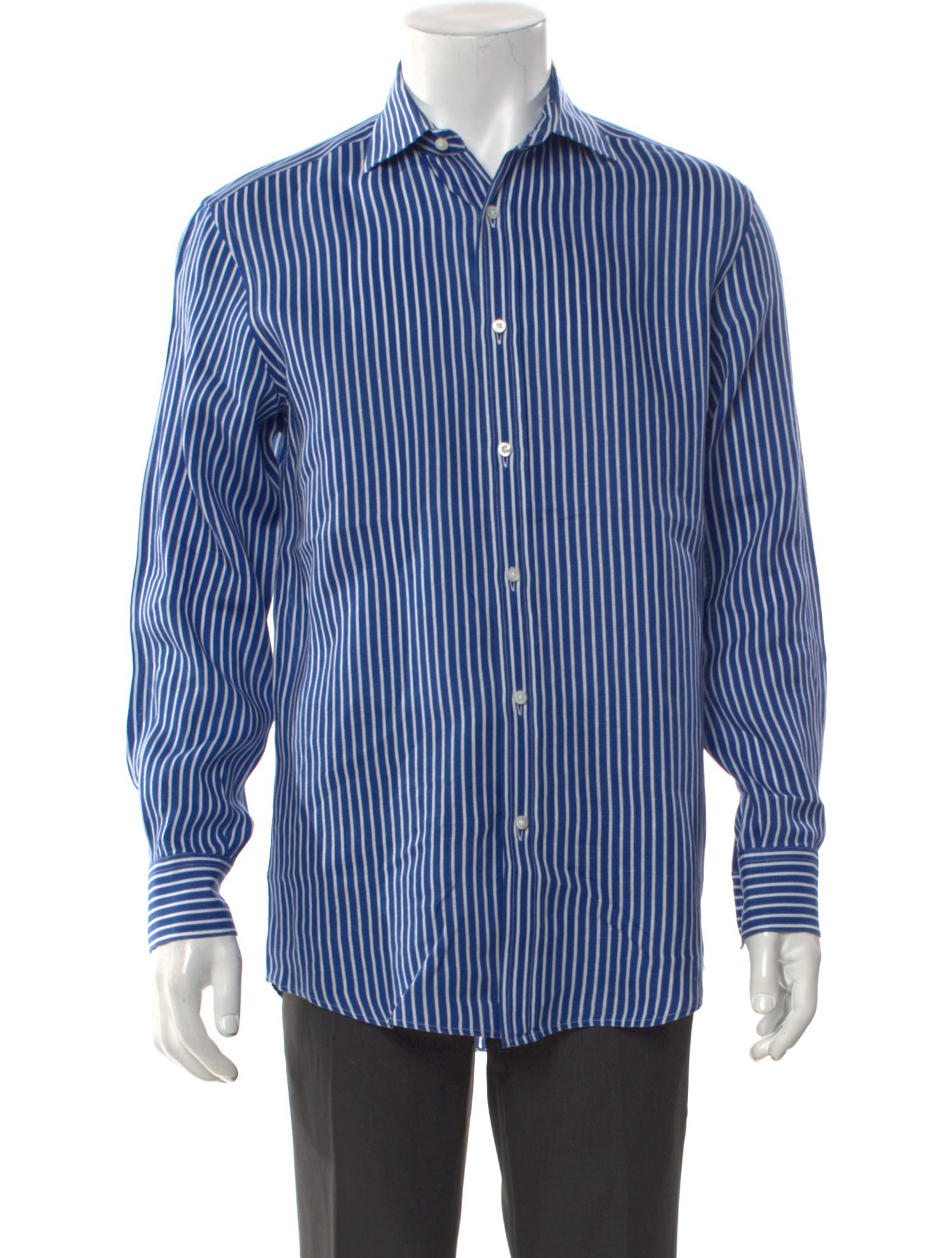 Ralph Lauren Purple Label Linen Striped Dress Shirt