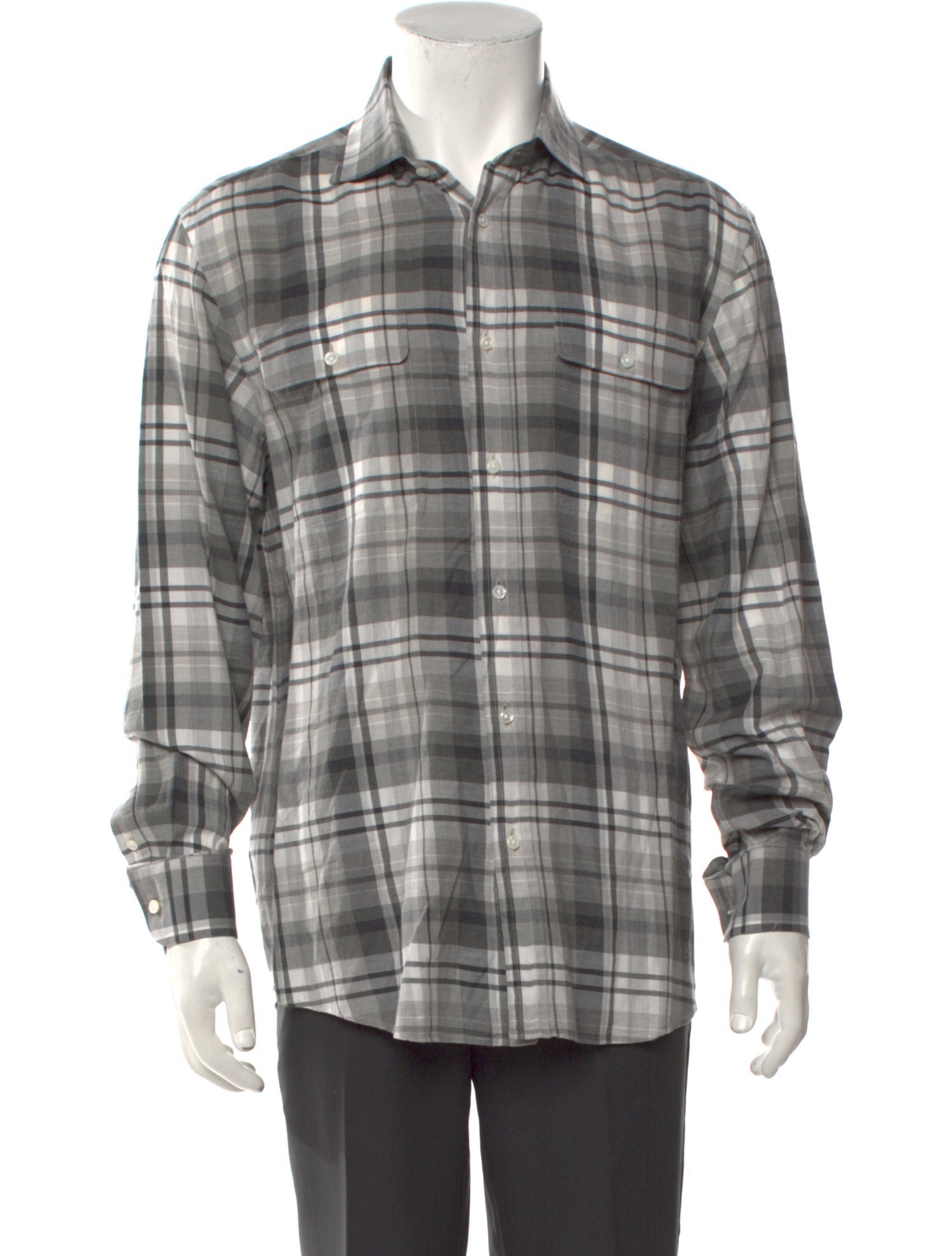 Ralph Lauren Purple Label Plaid Print Long Sleeve Shirt