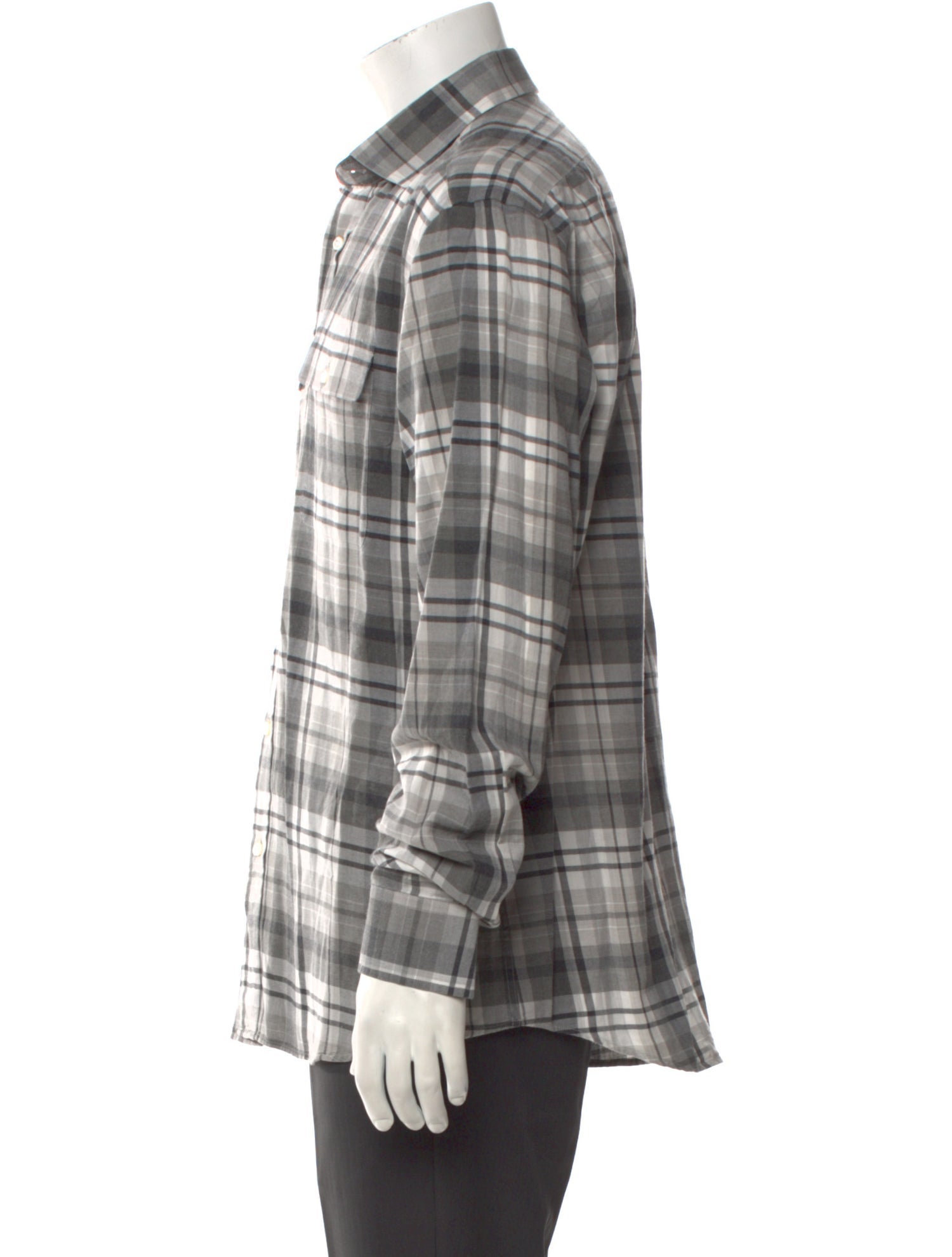 Ralph Lauren Purple Label Plaid Print Long Sleeve Shirt