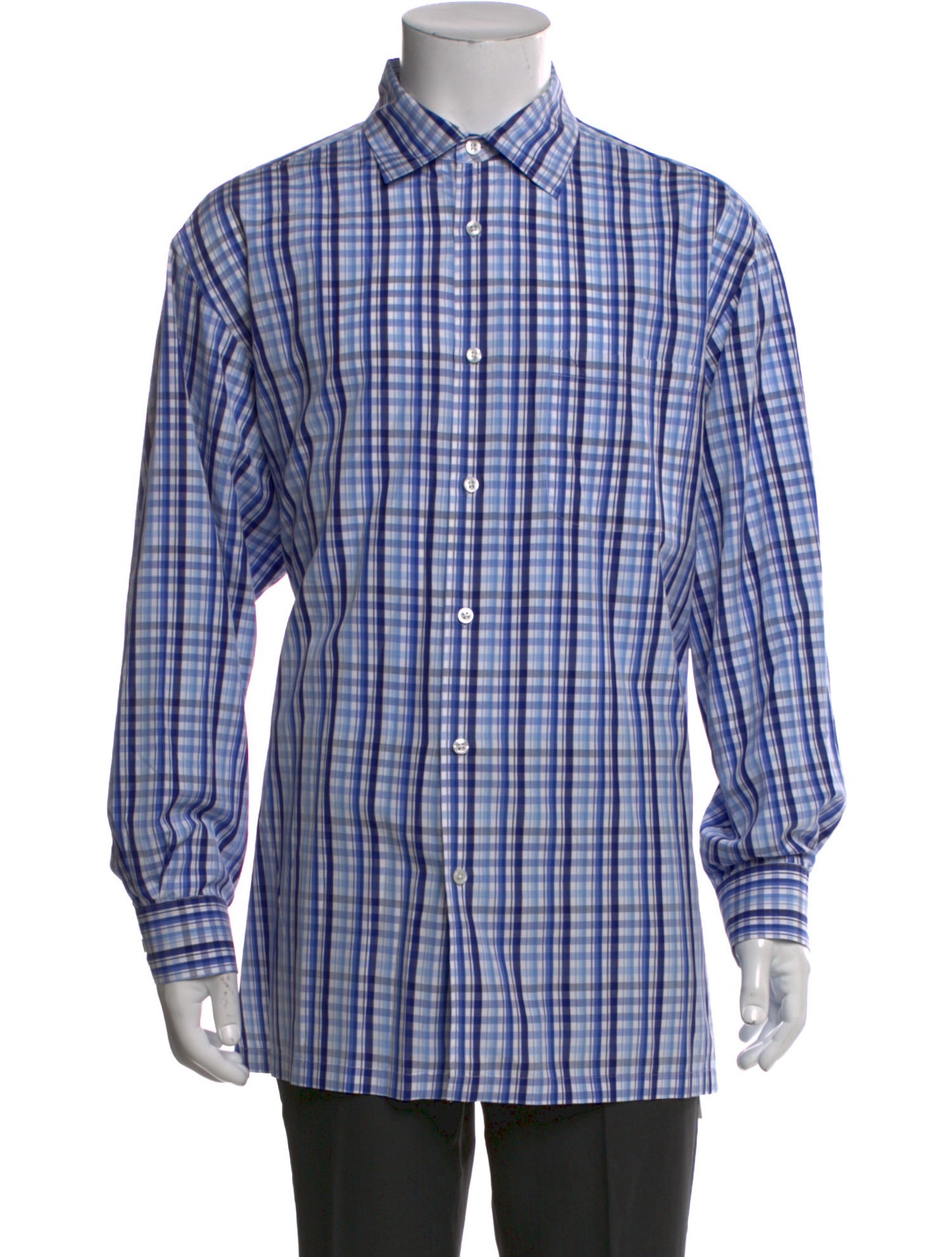 Ralph Lauren Purple Label Plaid Print Long Sleeve Dress Shirt