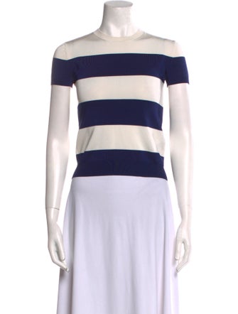 Ralph Lauren Purple Label Striped Crew Neck Crop Top