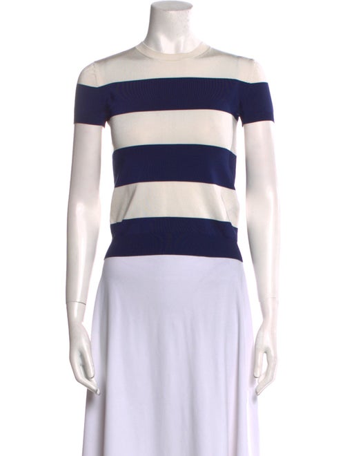 Ralph Lauren Purple Label Striped Crew Neck Crop Top