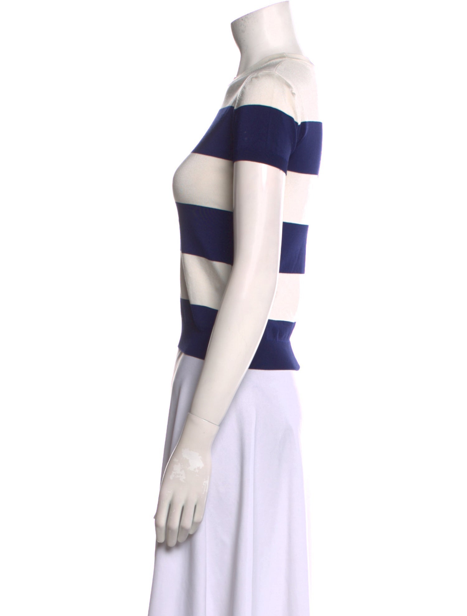 Ralph Lauren Purple Label Striped Crew Neck Crop Top