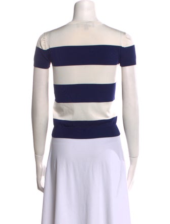 Ralph Lauren Purple Label Striped Crew Neck Crop Top