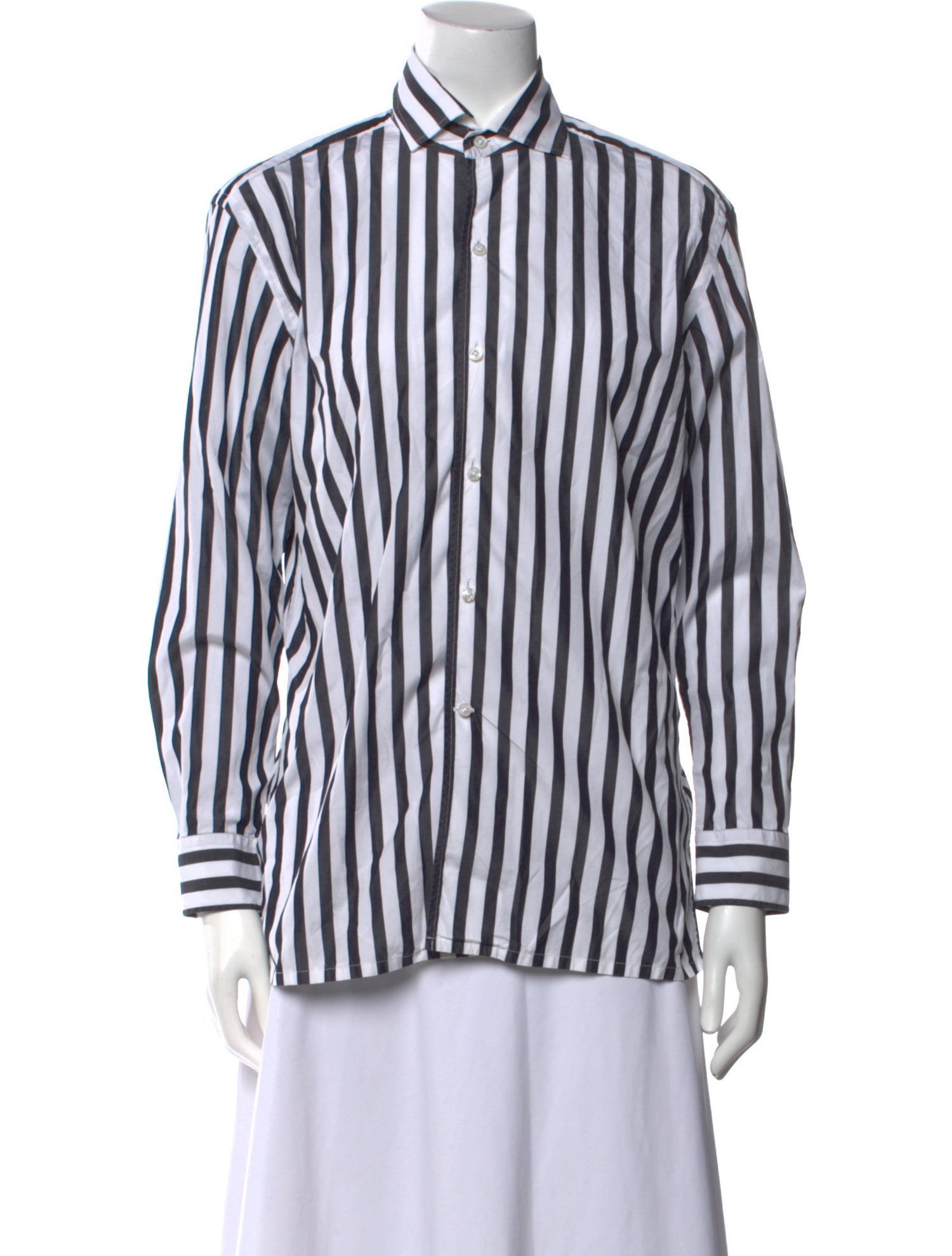 Ralph Lauren Purple Label Striped Long Sleeve Button-Up Top
