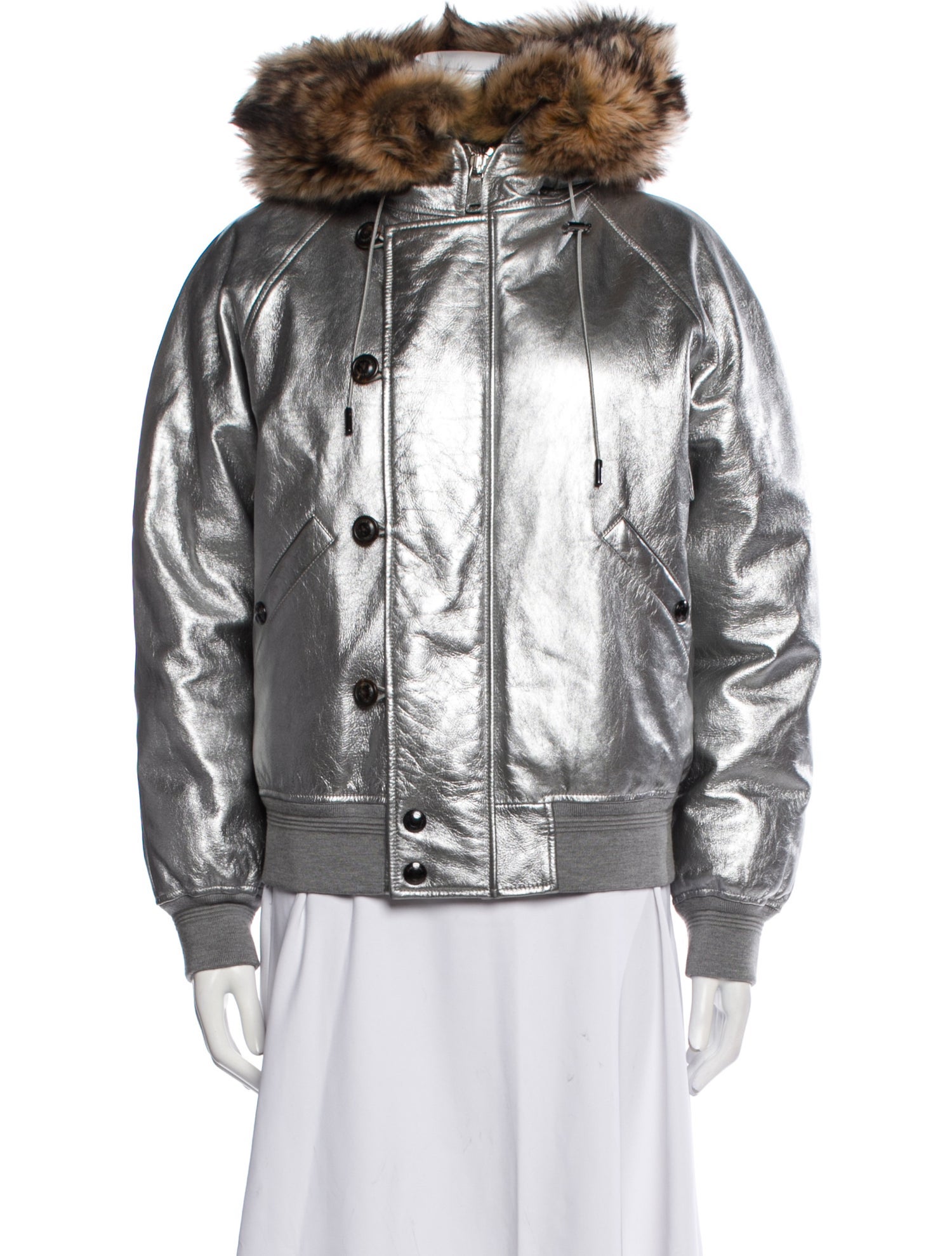 Ralph Lauren Collection Lamb Leather Colorblock Pattern Bomber Jacket