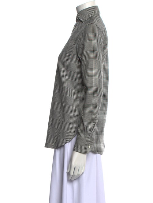 Ralph Lauren Purple Label Plaid Print Long Sleeve Button-Up Top