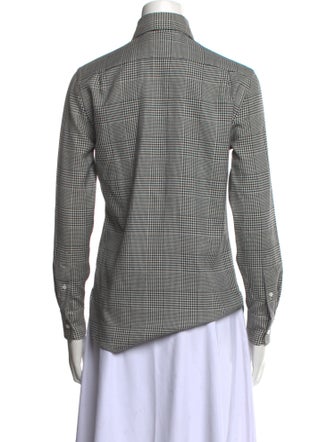 Ralph Lauren Purple Label Plaid Print Long Sleeve Button-Up Top