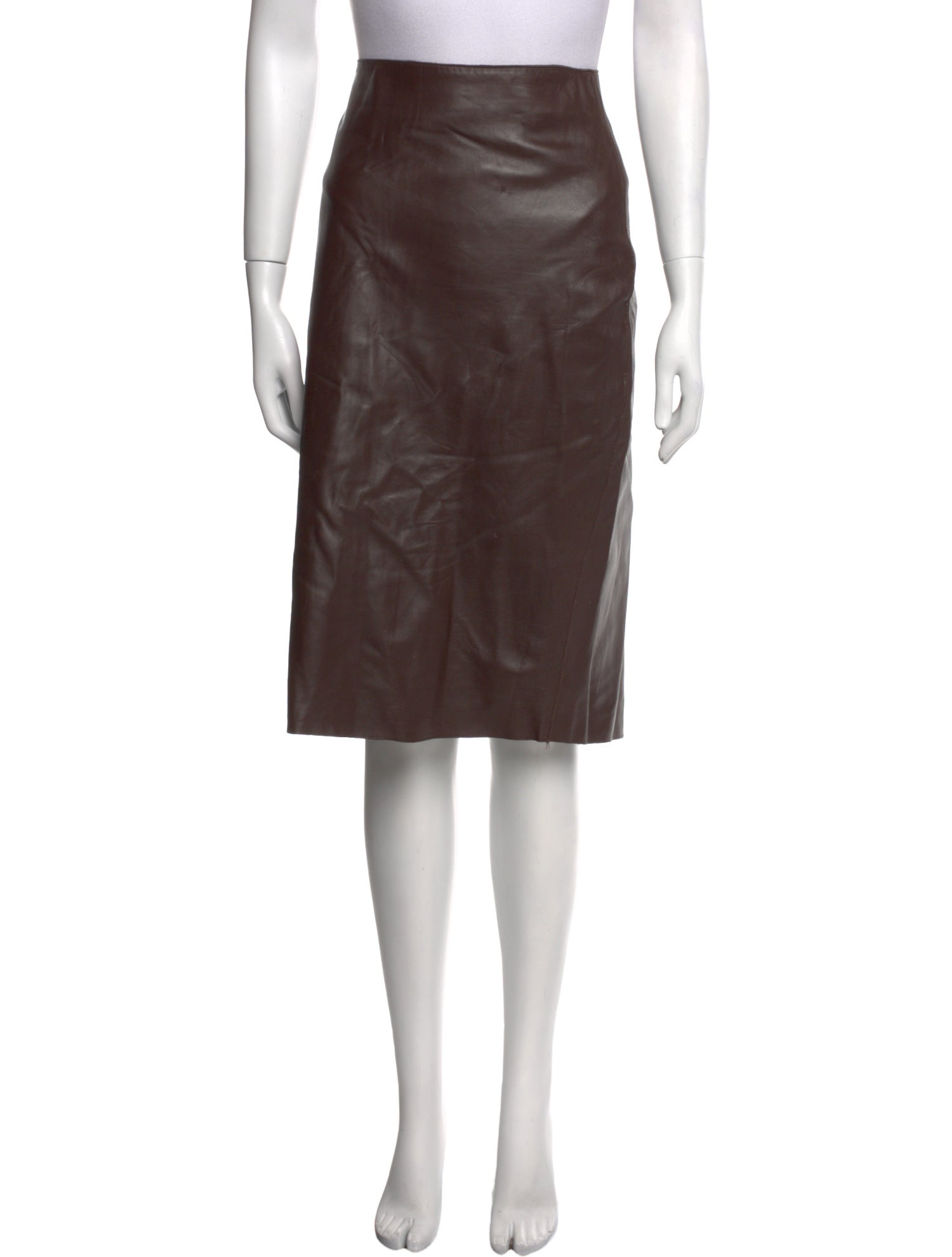 Ralph Lauren Purple Label Leather Knee-Length Skirt