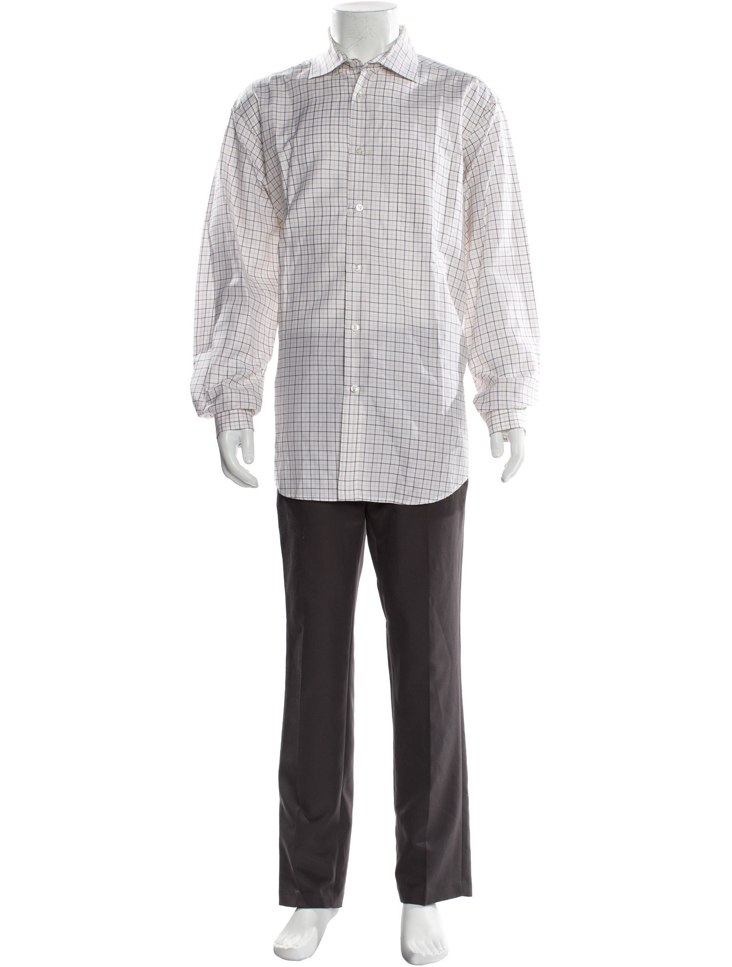 Ralph Lauren Purple Label Plaid Print Long Sleeve Dress Shirt