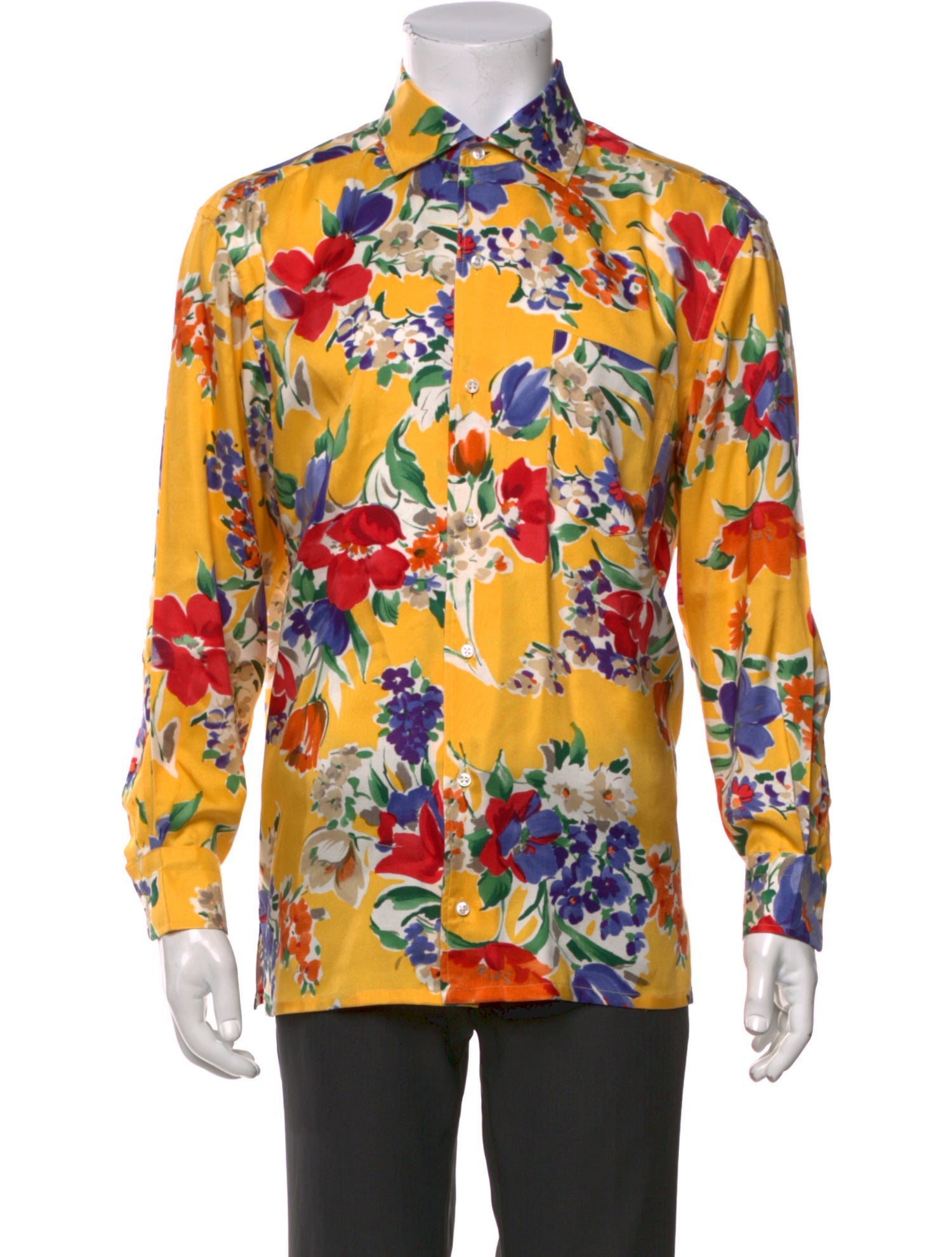 Ralph Lauren Purple Label Silk Floral Print Shirt