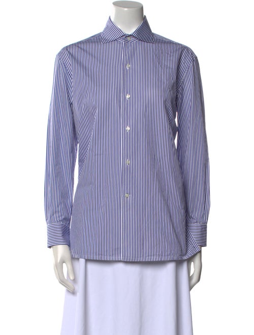 Ralph Lauren Purple Label Striped Long Sleeve Button-Up Top